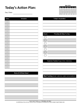 Free Printable Daily Action Planner Daily Agenda