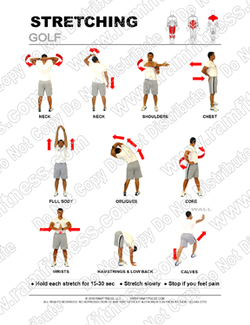 Free Printable Golf Stretching Guide Routine.  Stretching at School.