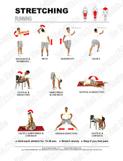 Free Printable Stretching Guide for Runners Walkers.  Stretching at Work. Stretching at School.