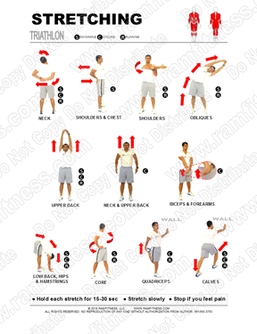 Free Printable Stretching Routine for Triathlon.  Stretching at School. Sports Stretching.