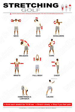 Printable Golf Stretching Large Poster.  Stretching at Work.