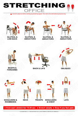 Printable Office Stretching Large Poster.  Stretching at Work.