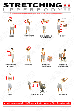 Printable Upper Body Stretching Large Poster.  Stretching at Work.
