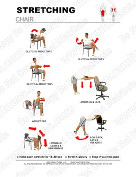 Free Printable Stretching Guide for Chair Stretches. Free chair stretching routine.