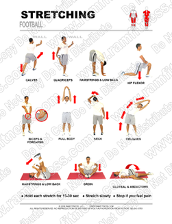 Free Football Stretching Exercises Guide Routine.  Stretching at Work. Stretching at School.