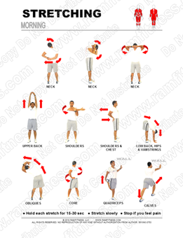 Free Printable Stretching Guide for Morning Stretches. Morning stretching Routine.