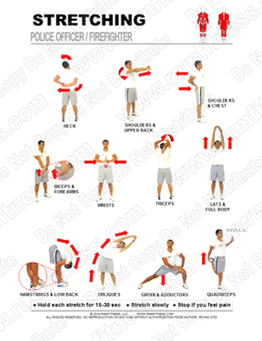 Free Printable Stretching exercises for Police Officers and Fire Fighters. Stretching at work.