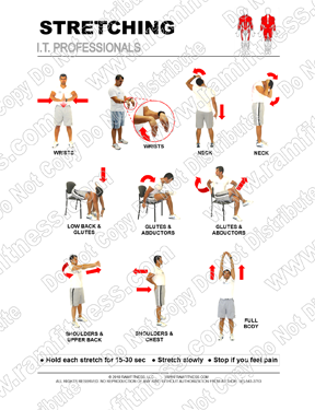 Free Printable Stretching exercises for I.T. Professionals. Stretching at work.