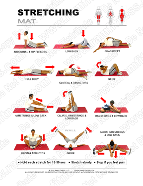 Free Printable Mat Stretching Guide for Mat Stretches. Stretching at home.