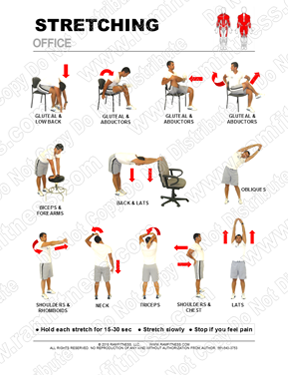 Free Printable Stretching Guide for Office, Office Stretching Exercises for FREE. Stretching at work.